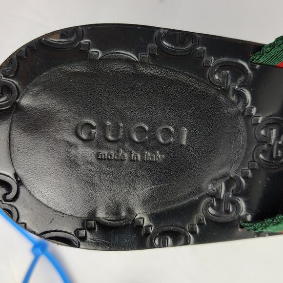 Gucci Interlocking GG Thong Sandal EU 38 Black Leather Flat Flip Flop Slide - Picture 2 of 15